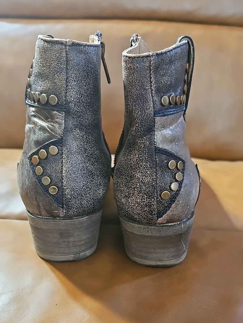 Circle G Distressed Brown Studded Ankle Booties - Picture 4 of 8